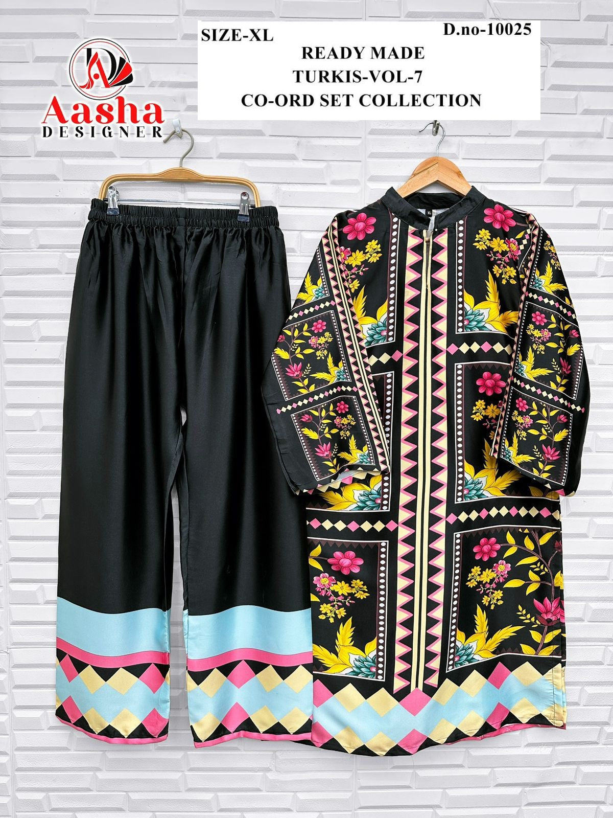 10025 Turkis Vol-7 Karachi Aasha Designer Satin Co Ord Set