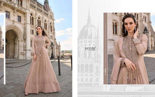 10026 Jhalak Sayuri Crush Silk Gown Dupatta Set