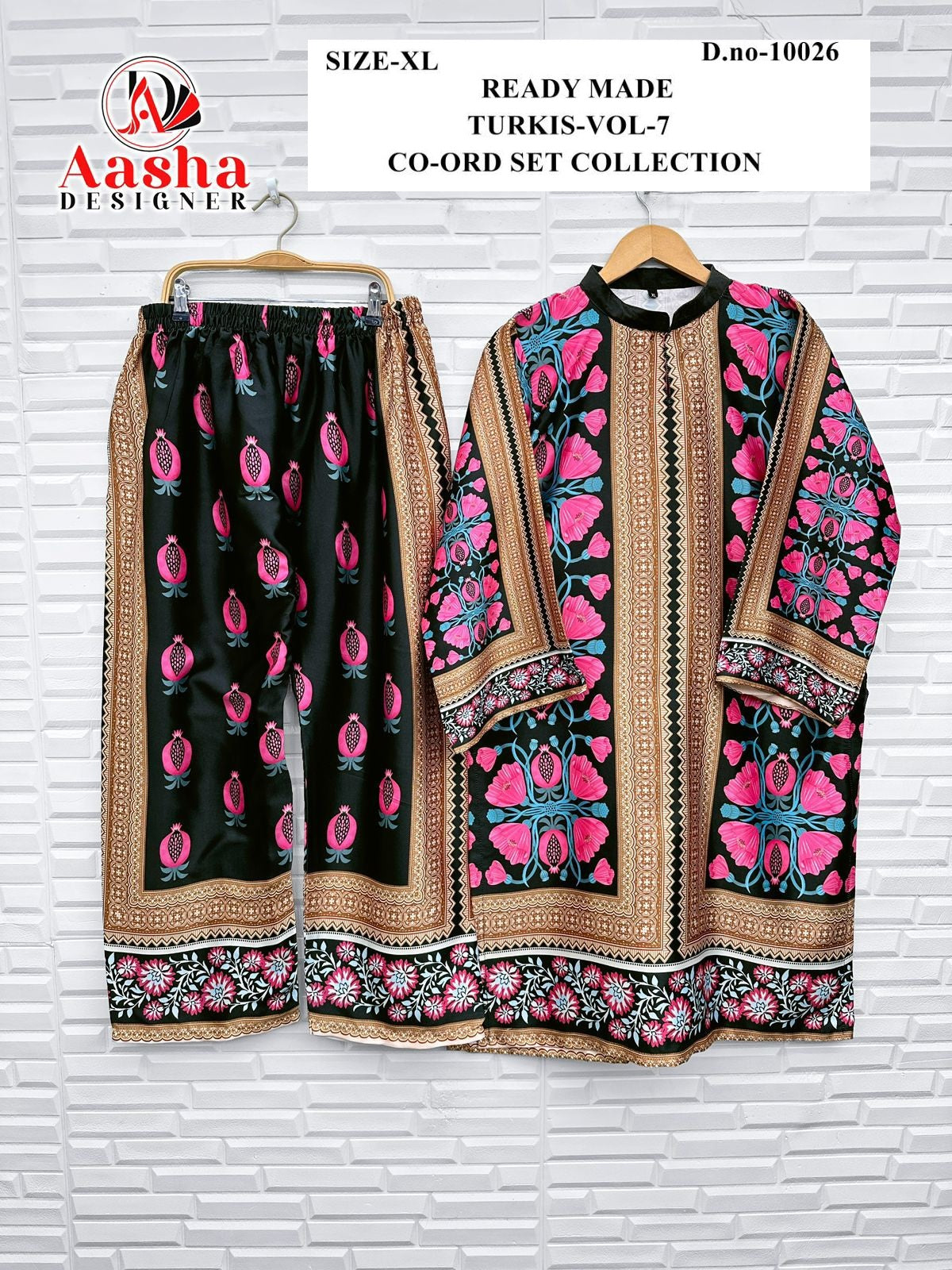 10026 Turkis Vol-7 Karachi Aasha Designer Satin Co Ord Set