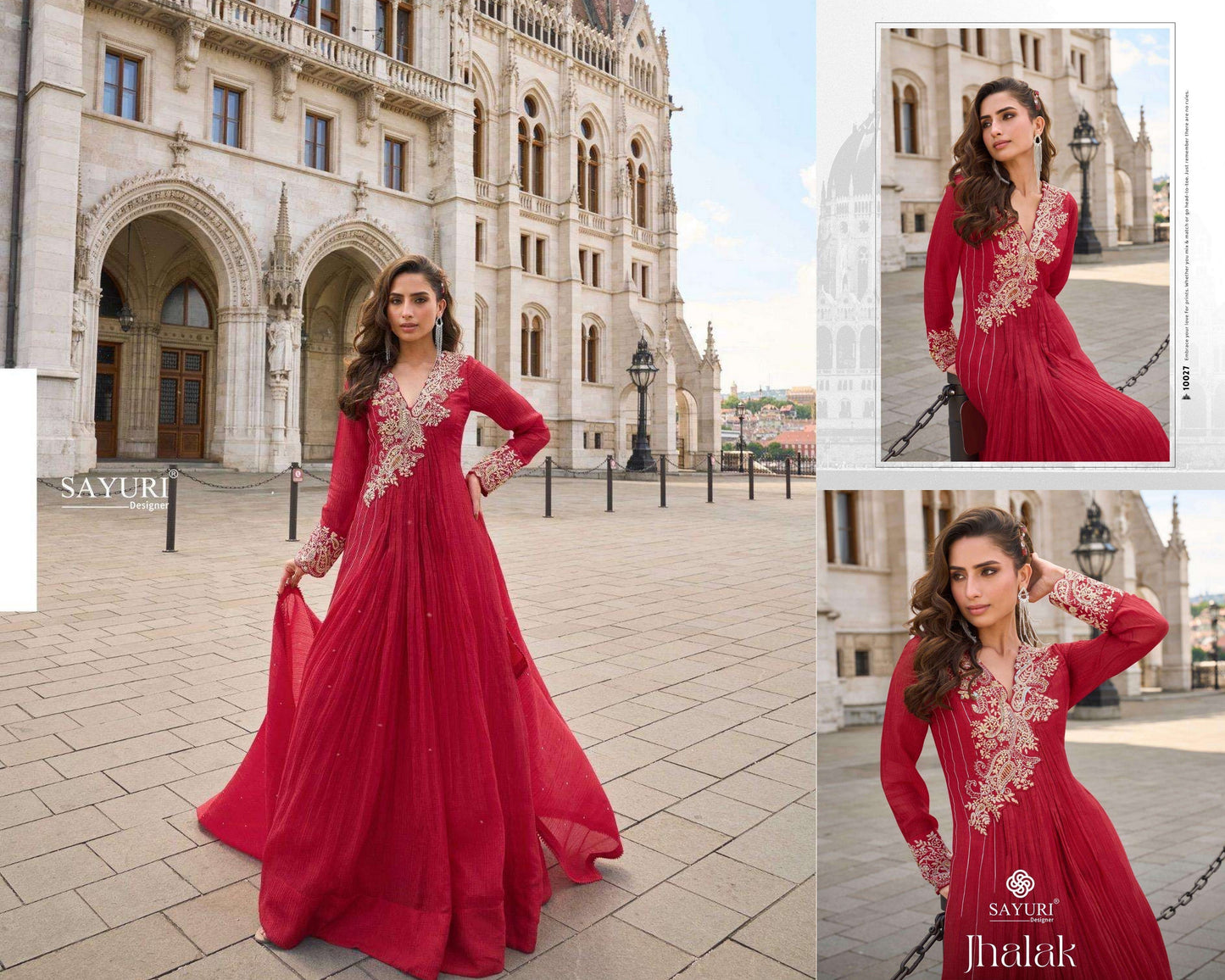 10027 Jhalak Sayuri Crush Silk Gown Dupatta Set