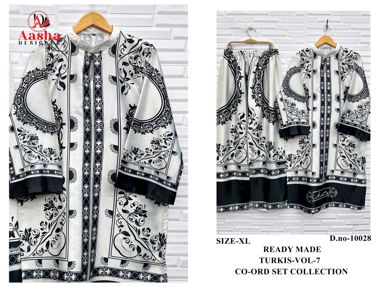10028 Turkis Vol-7 Karachi Aasha Designer Satin Co Ord Set