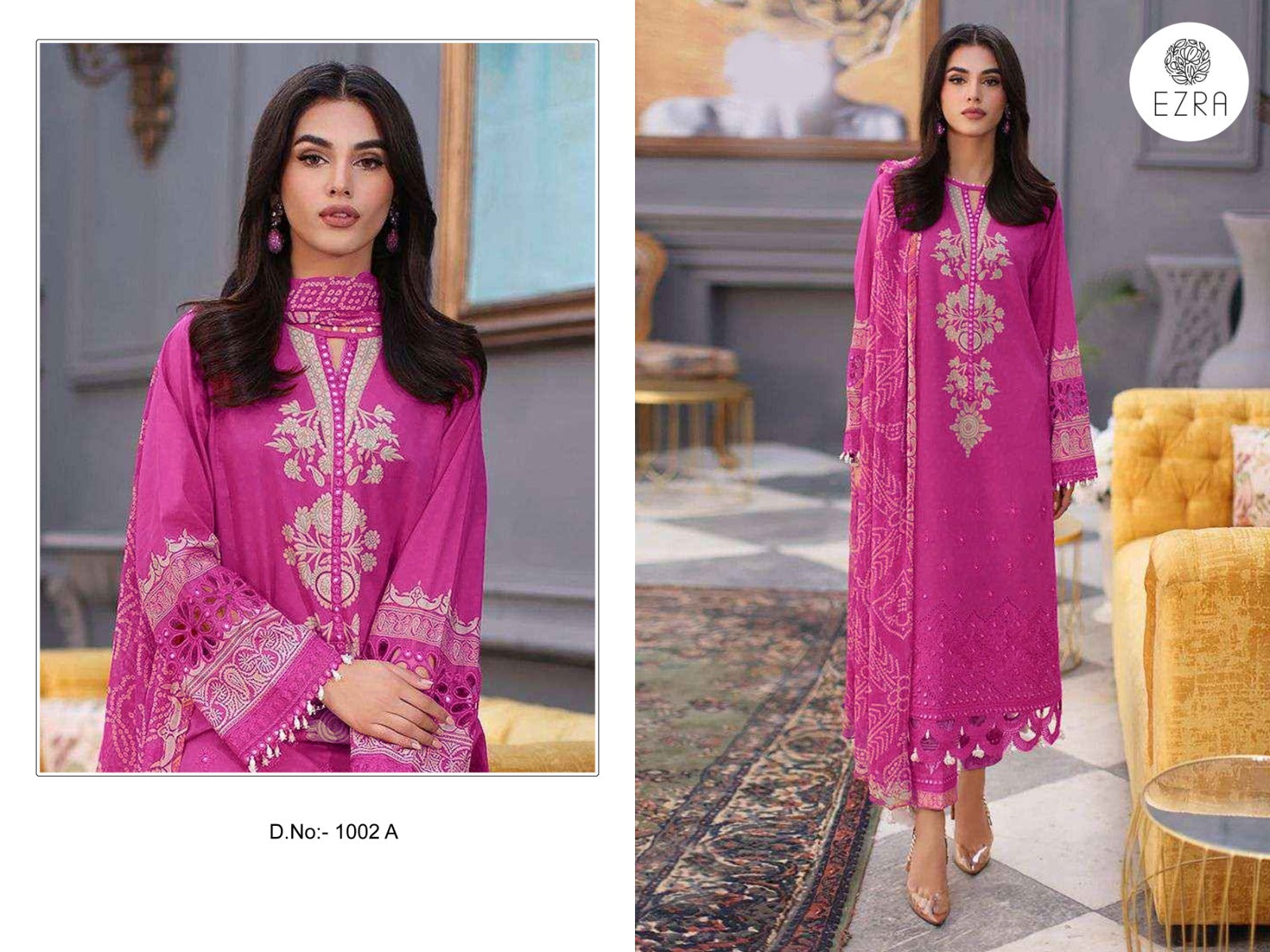 1002A Ezra Pure Cotton Pakistani Patch Suits