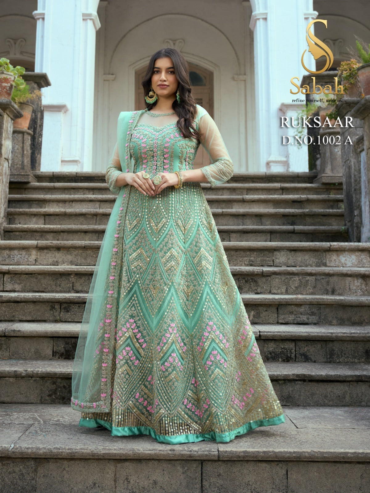 1002A Ruksaar Sabah Butterfly Unstitched Suits