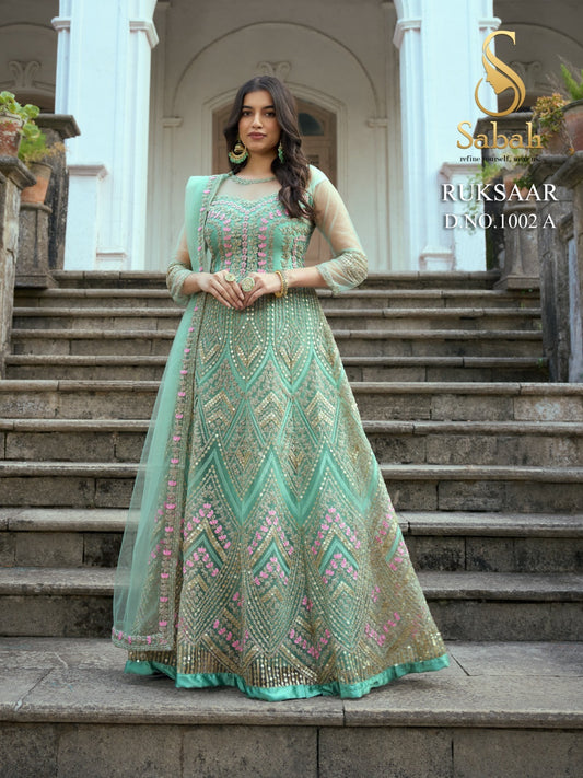 1002A Ruksaar Sabah Butterfly Unstitched Suits