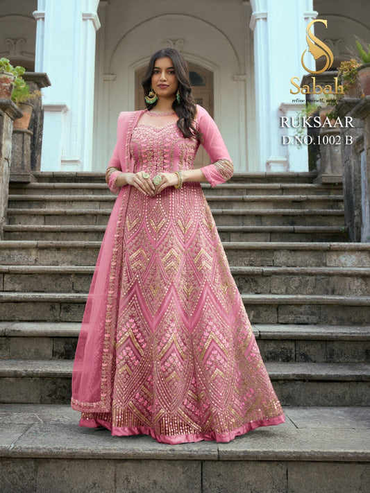 1002B Ruksaar Sabah Butterfly Unstitched Suits