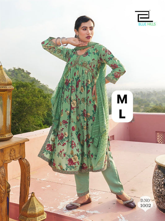 1002 Bluehills Alia Cut Readymade Suits