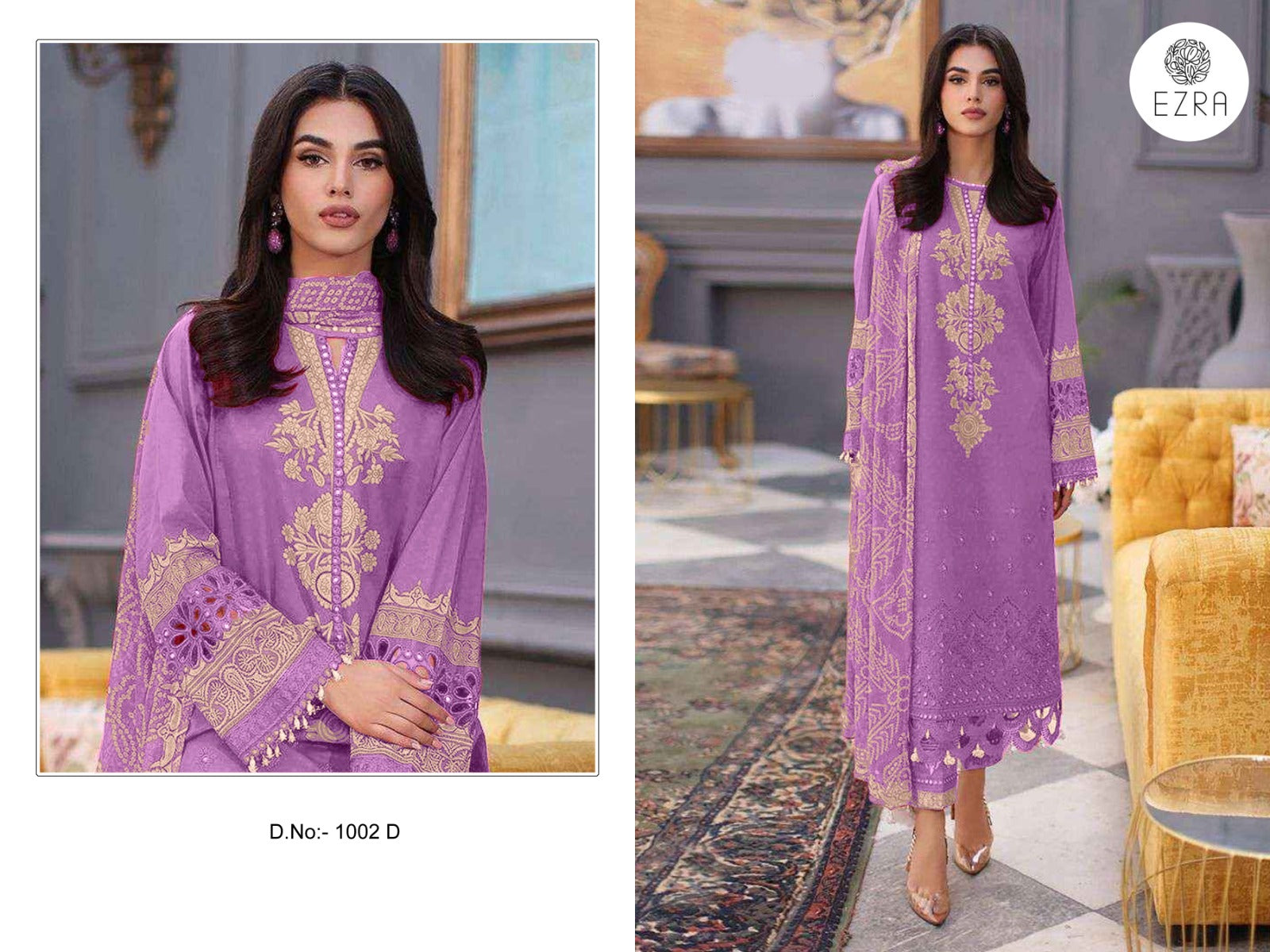 1002D Ezra Cotton Pakistani Patch Suits