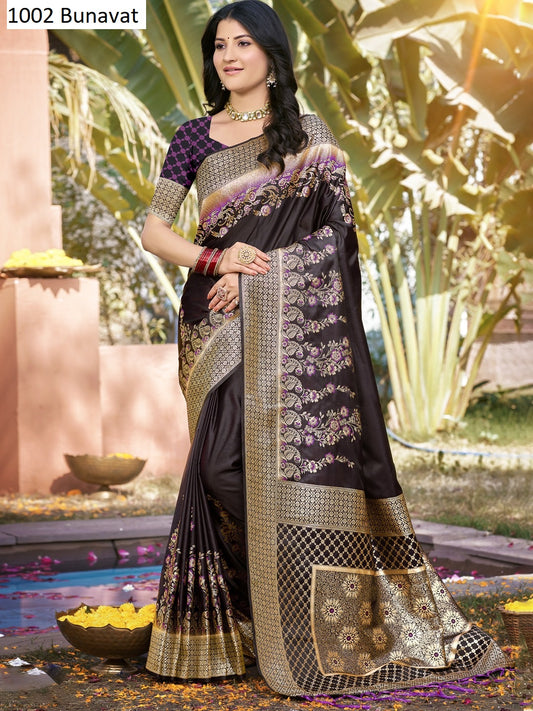 1002 Kangana Satan Bunawat Satin Silk Sarees