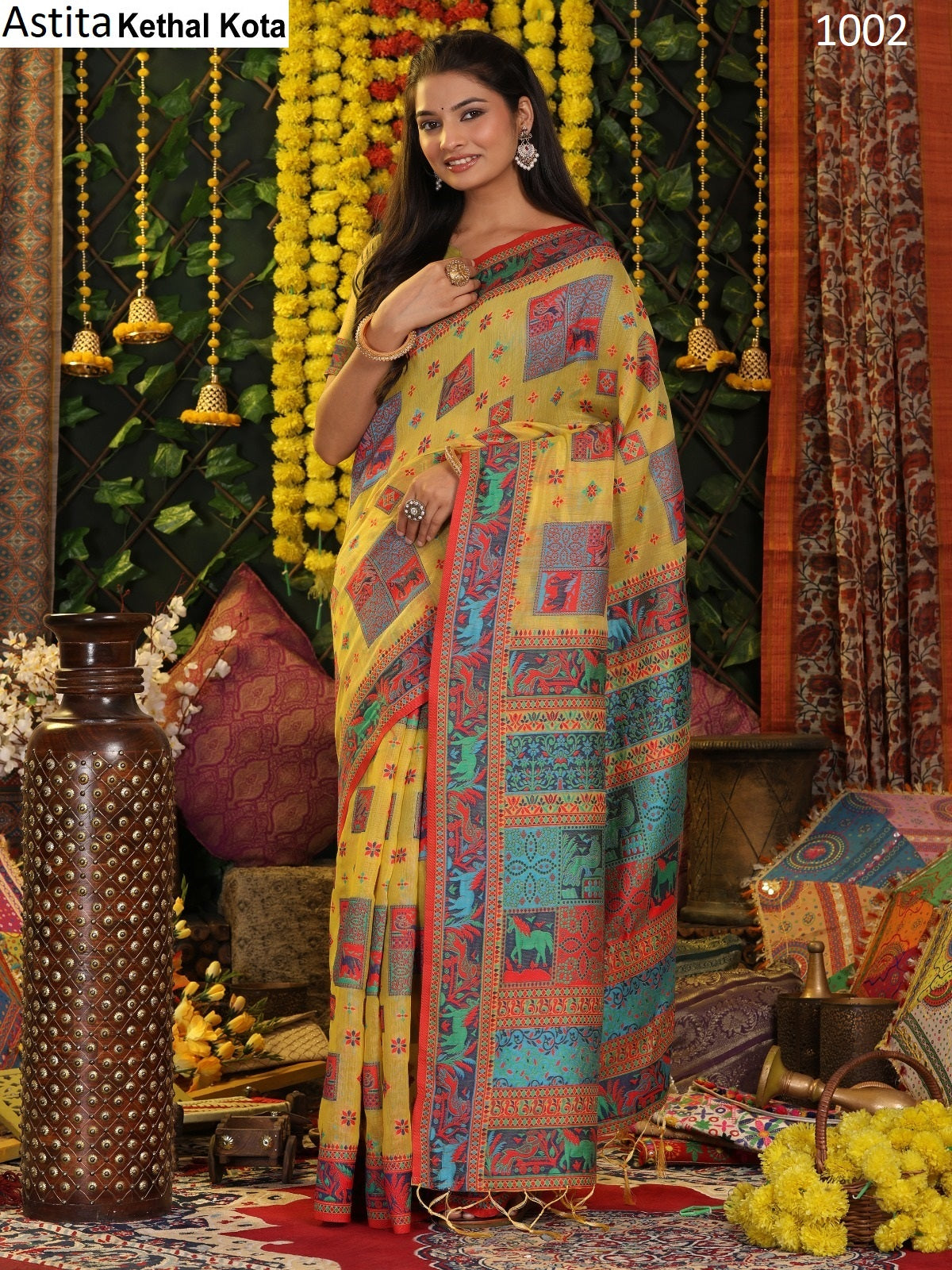 1002 Kethal Kota Astita Linen Cotton Sarees