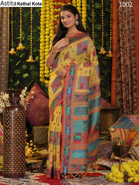 1002 Kethal Kota Astita Linen Cotton Sarees