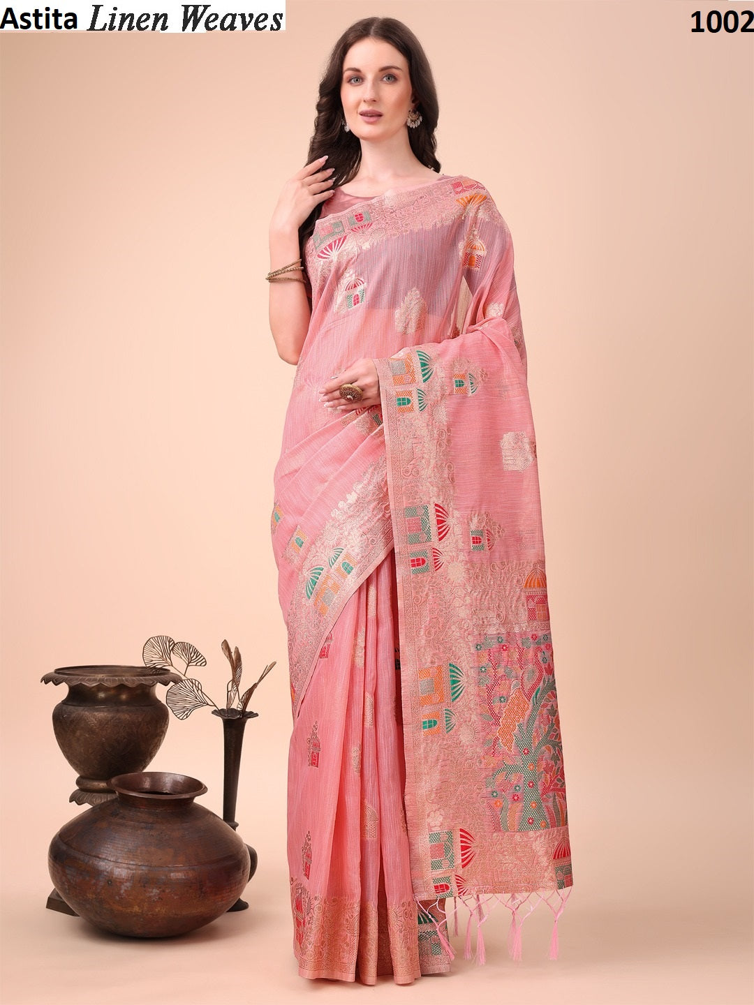 1002 Linen Weaves Astita Linen Cotton Sarees
