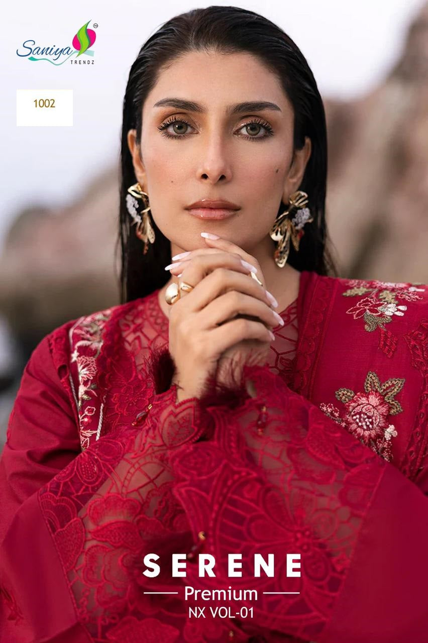 1002 Serene Premium Nx Vol -1 Saniya Trendz Embroidery Pakistani Salwar Suits