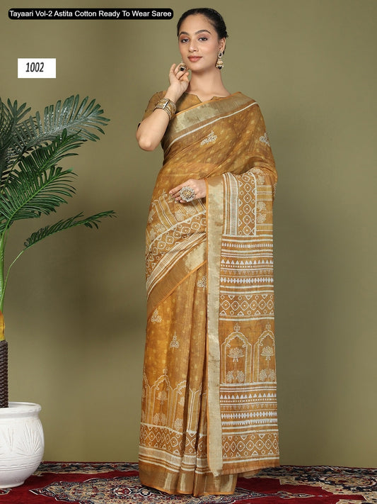 1002 Tayaari Vol-2 Astita Cotton Ready To Wear Saree