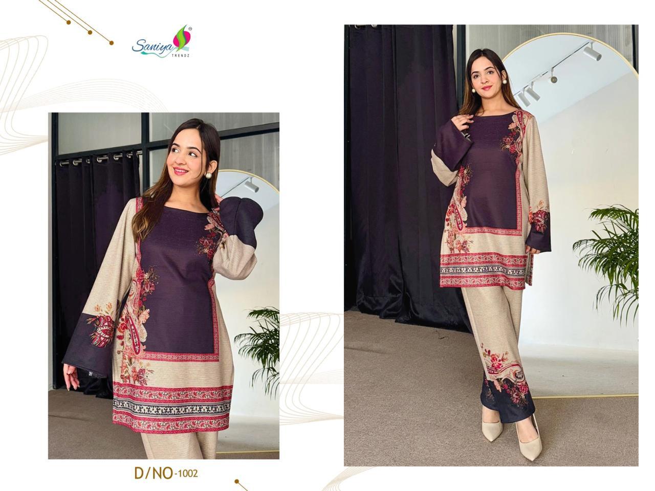 1002 Turkish Print Saniya Trendz Modal Satin Co Ord Set