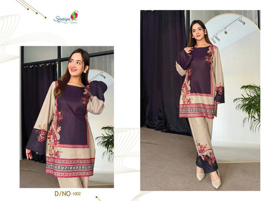 1002 Turkish Print Saniya Trendz Modal Satin Co Ord Set