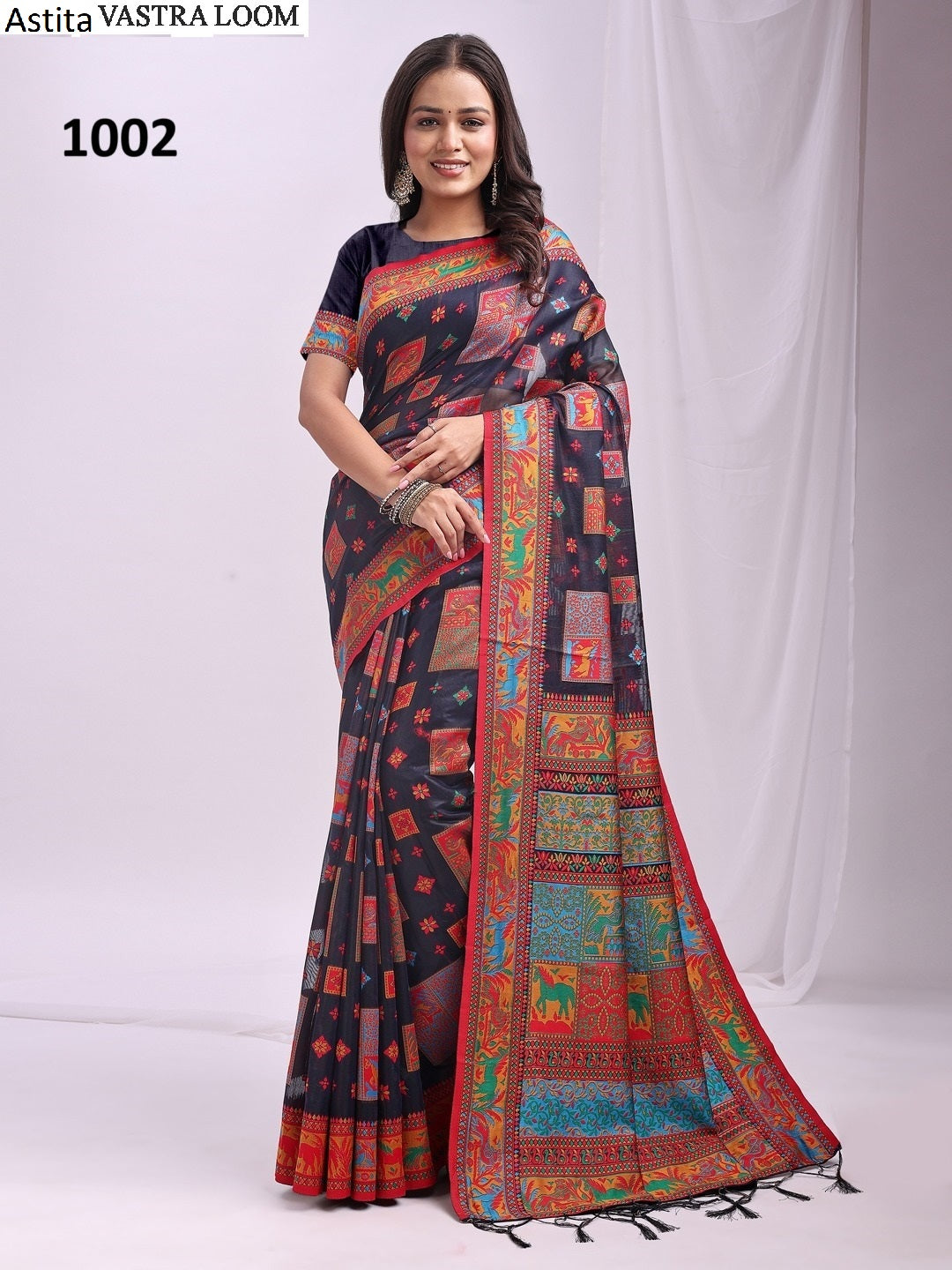 1002 Vastraloom Astita Linen Cotton Sarees