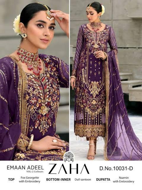 10031D Emaan Adeel Vol 2 Zaha Embroidery Pakistani Salwar Suits
