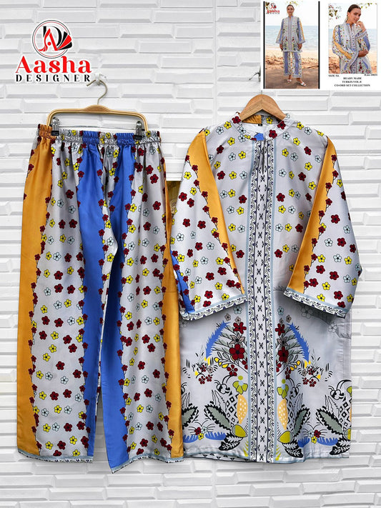 10031 Turkis Vol-8 Karachi Aasha Designer Printed Co Ord Set