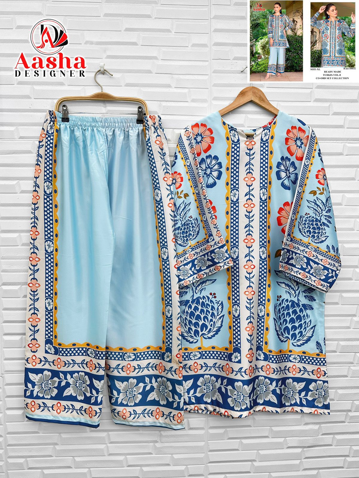10032 Turkis Vol-8 Karachi Aasha Designer Printed Co Ord Set