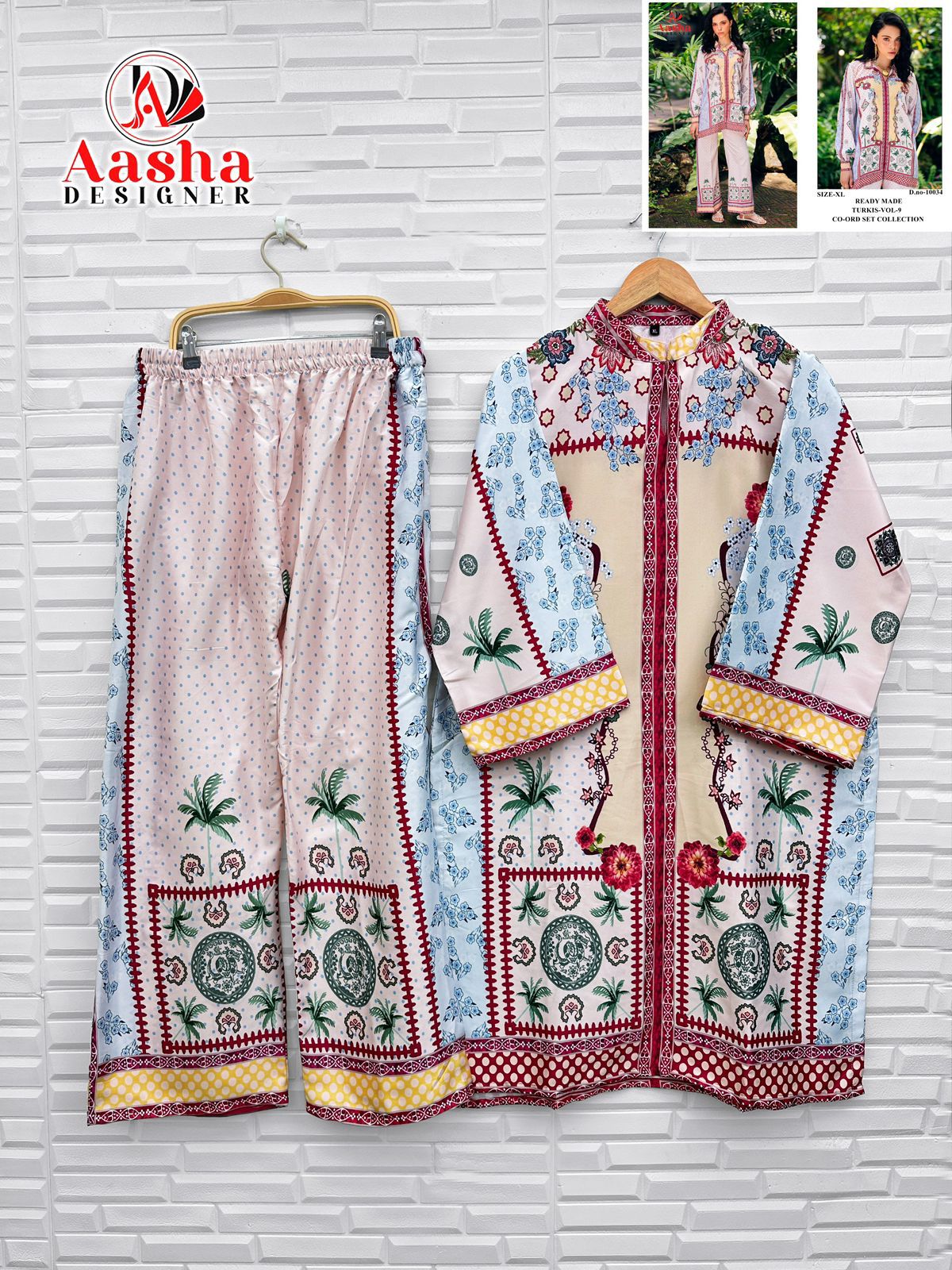 10034 Turkis Vol-9 Karachi Aasha Designer Printed Co Ord Set