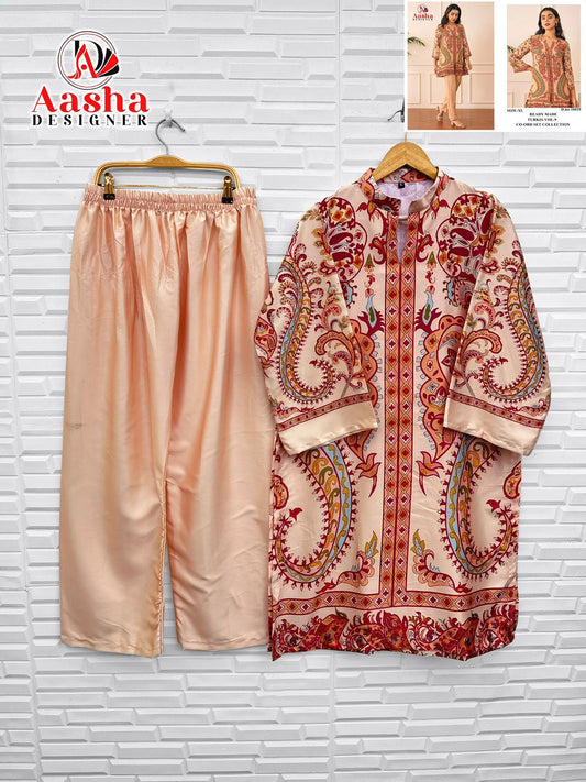 10035 Turkis Vol-9 Karachi Aasha Designer Printed Co Ord Set