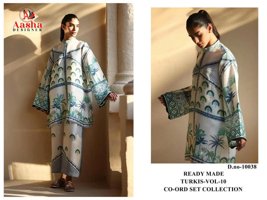 10038 Turkis Vol-10 Karachi Aasha Designer Printed Co Ord Set