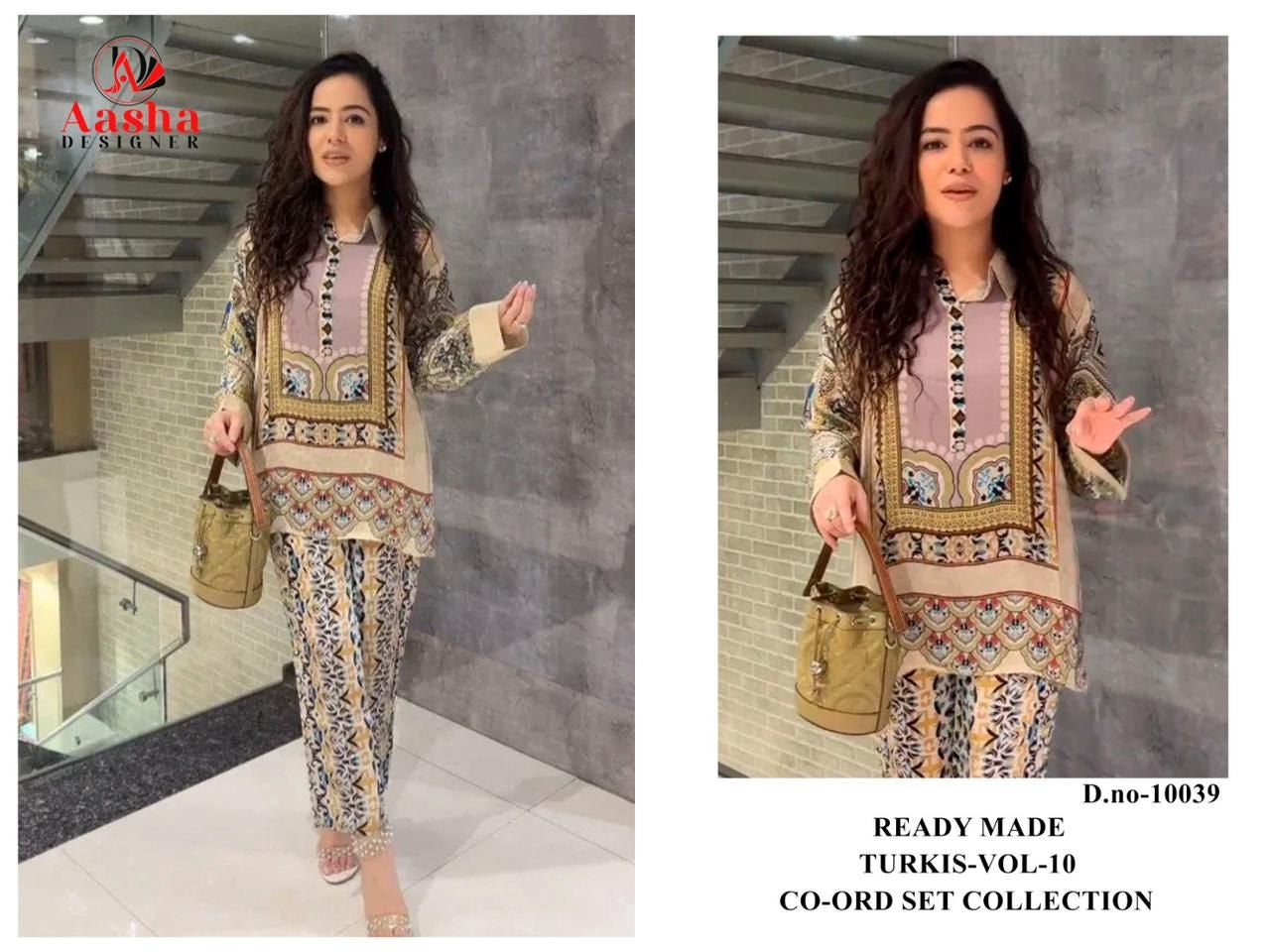 10039 Turkis Vol-10 Karachi Aasha Designer Printed Co Ord Set