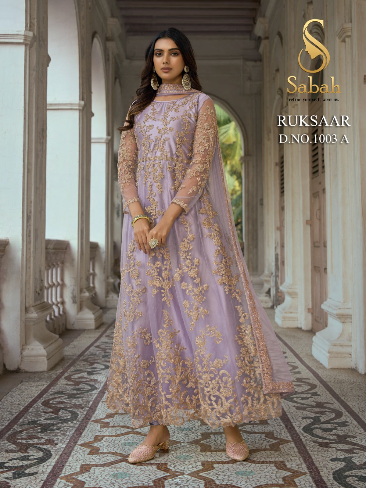 1003A Ruksaar Sabah Satin Silk Unstitched Suits