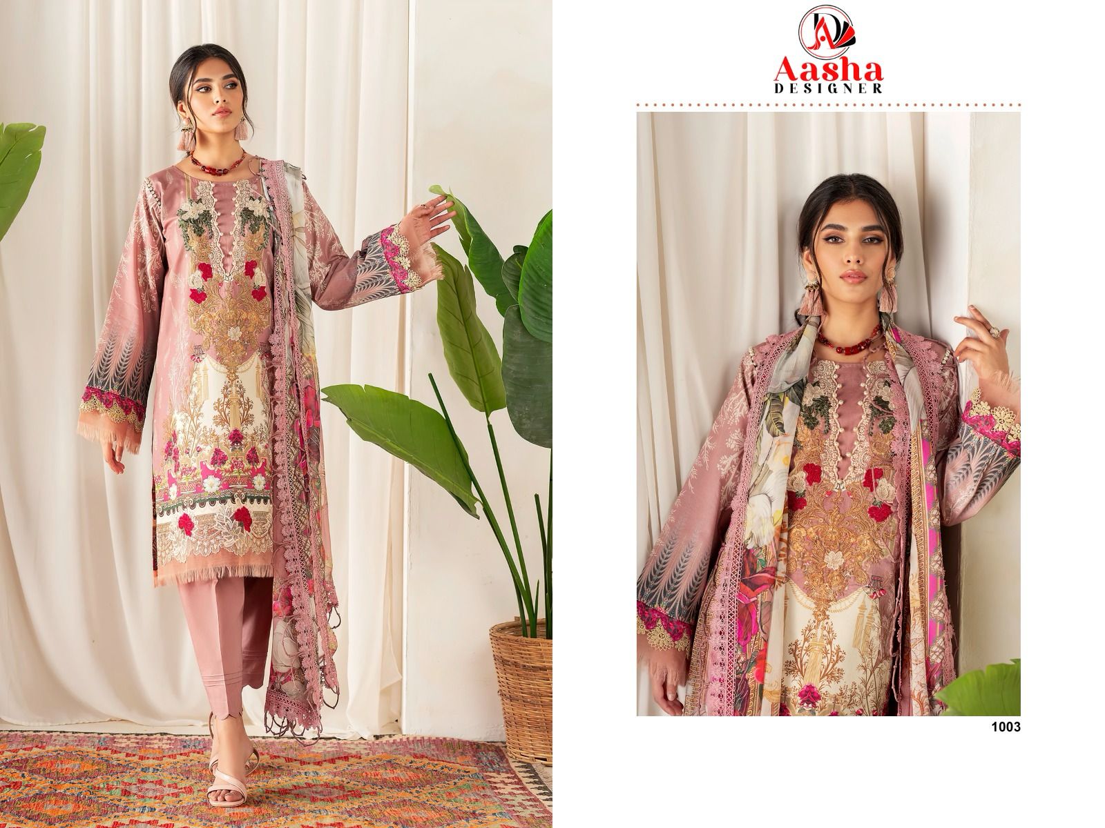 1003 Aasha Designer Printed Pakistani Patch Suits