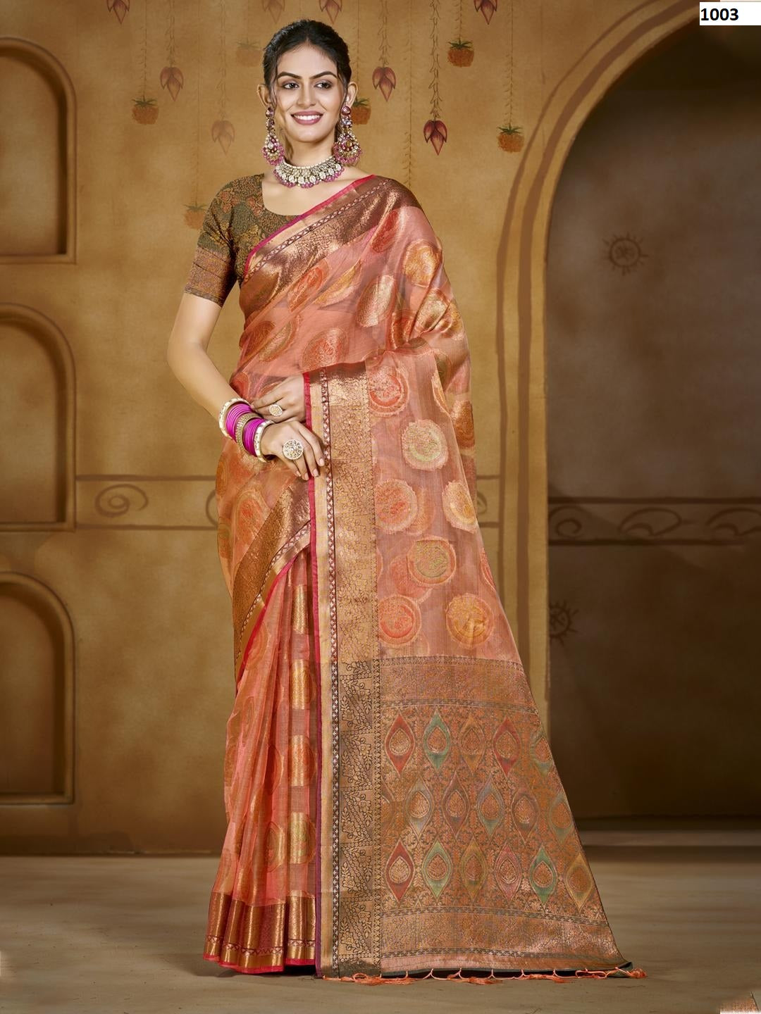 1003 Chandani Vol 3 Bunawat Organza Sarees
