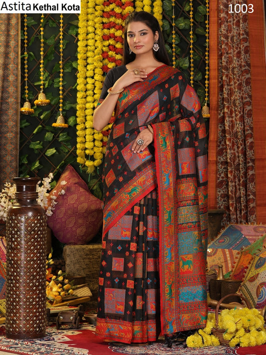 1003 Kethal Kota Astita Linen Cotton Sarees