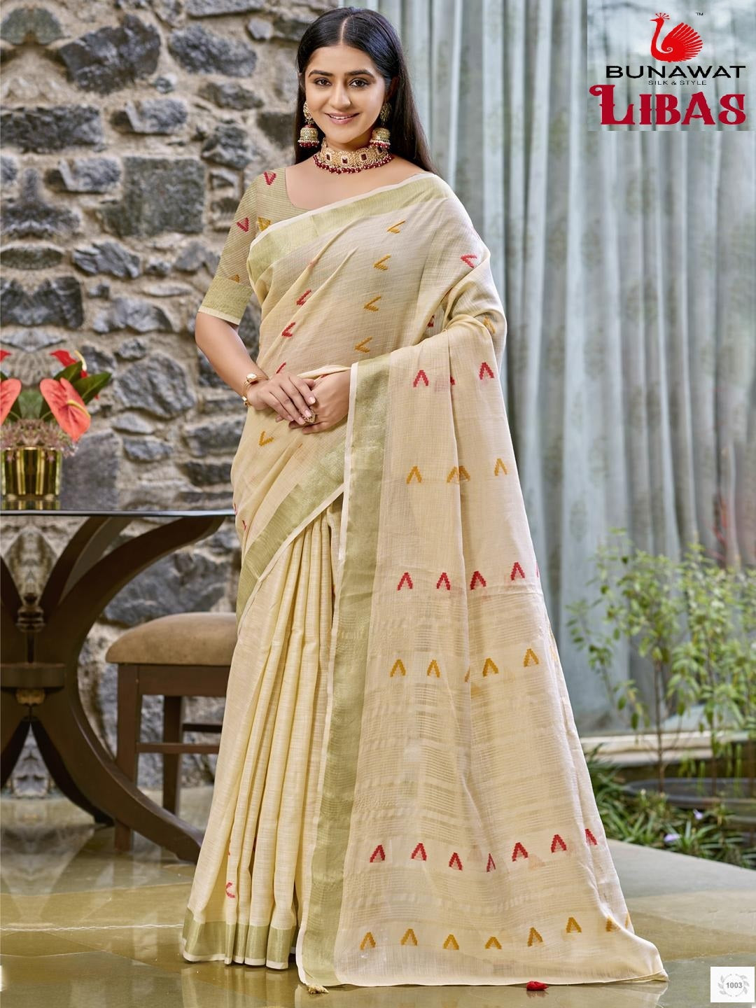1003 Libas Bunawat Linen Cotton Sarees