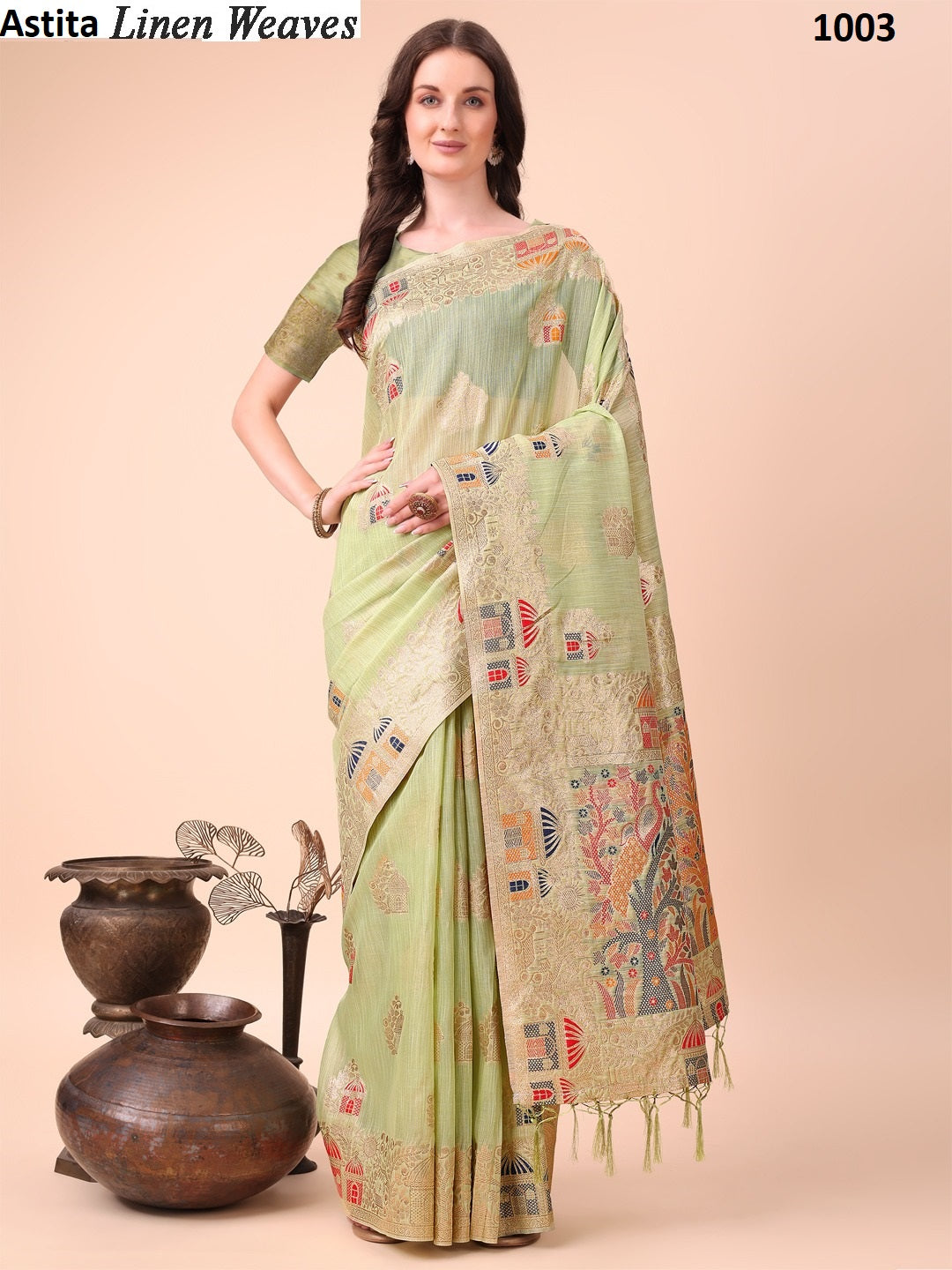 1003 Linen Weaves Astita Linen Cotton Sarees