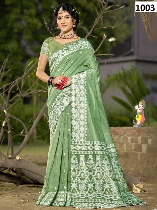 1003 Silver Line Bunawat Cotton Sarees