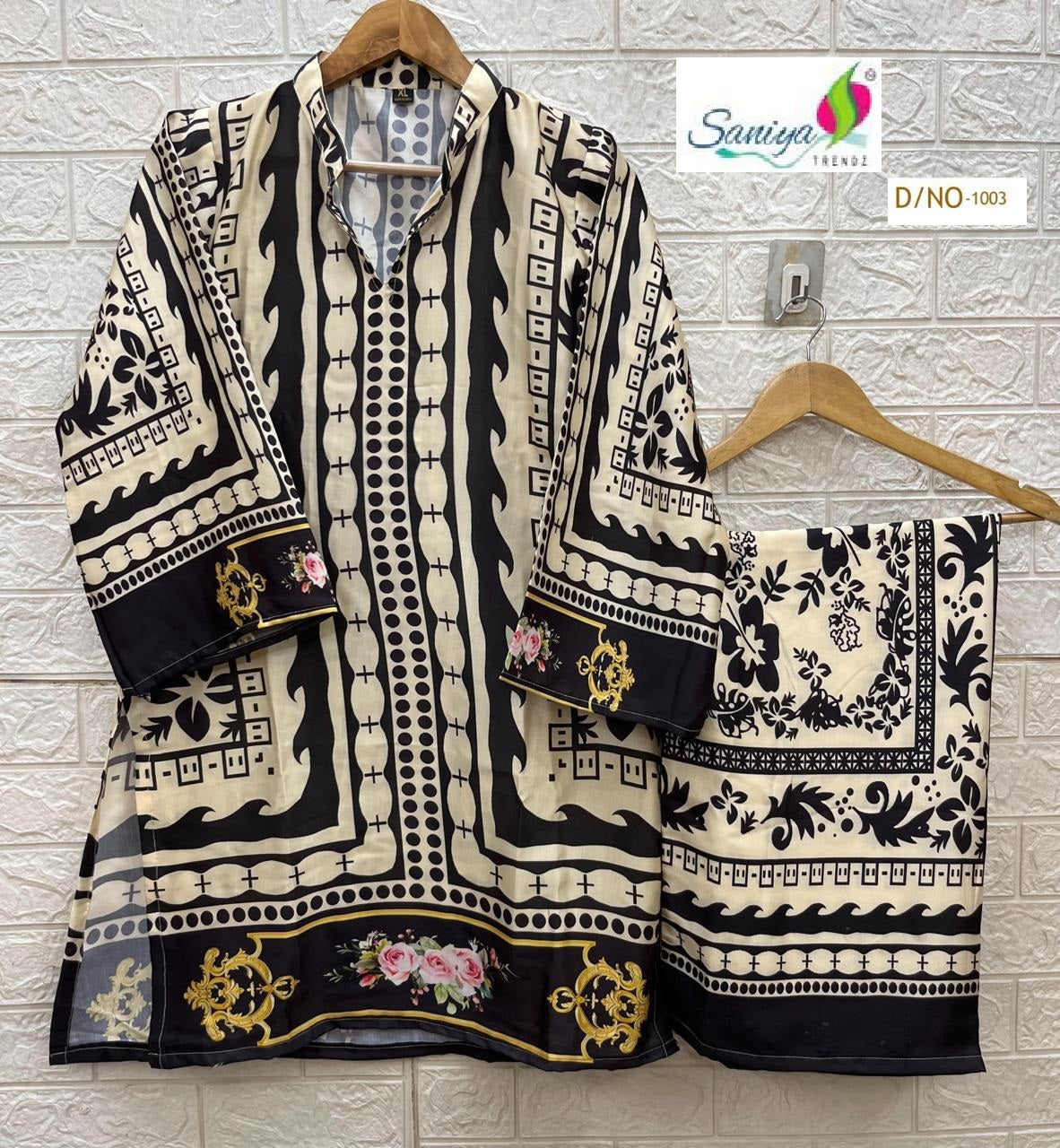 1003 Turkish Print Saniya Trendz Modal Satin Co Ord Set