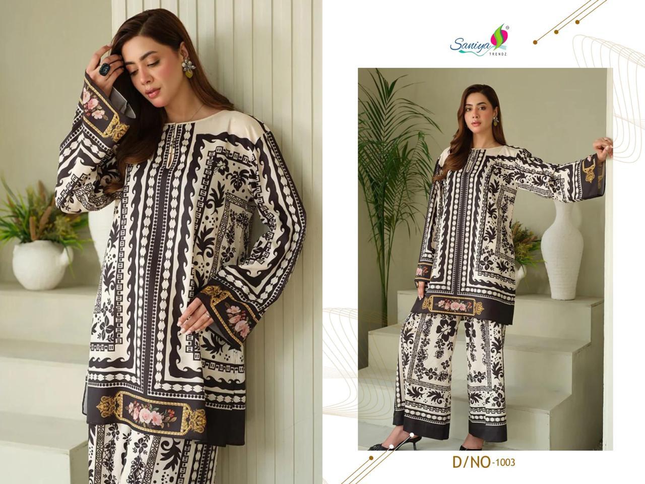 1003 Turkish Print Saniya Trendz Modal Satin Co Ord Set