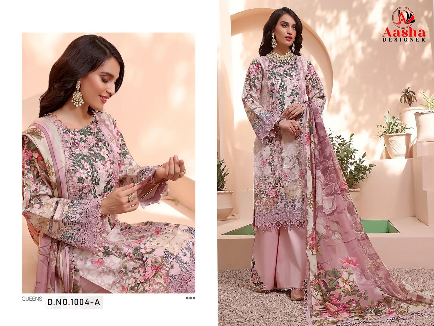 1004-A Aasha Designer Printed Pakistani Patch Suits