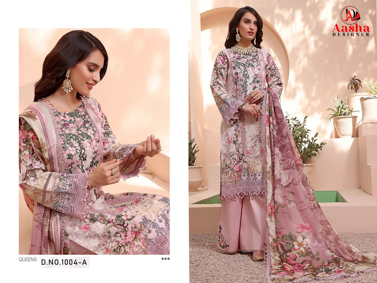 1004-A Aasha Designer Printed Pakistani Patch Suits