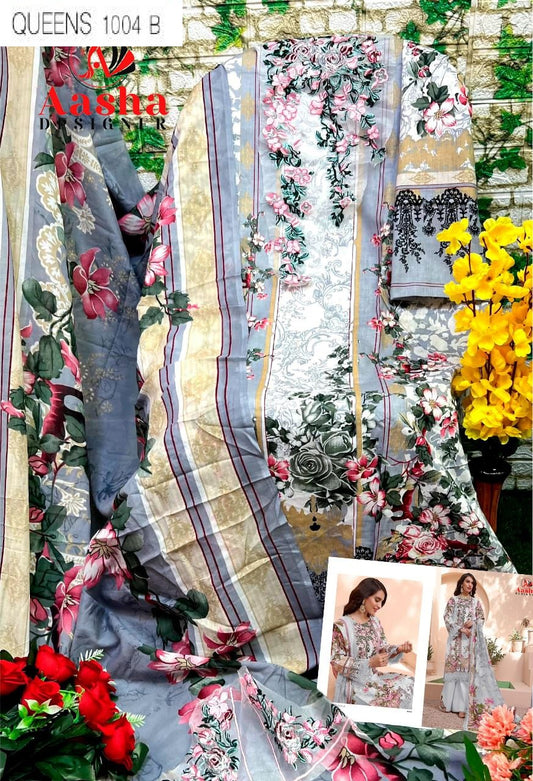 1004-B Aasha Designer Printed Pakistani Patch Suits