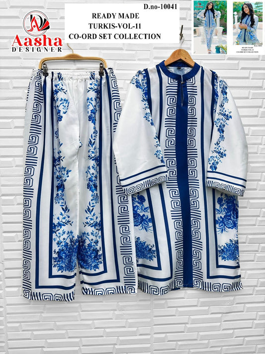 10041 Turkis Vol-11 Karachi Aasha Designer Printed Co Ord Set