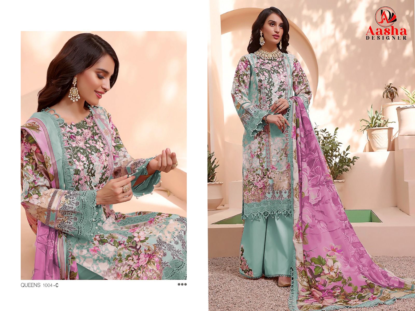 1004C Aasha Designer Embroidery Pakistani Patch Suits