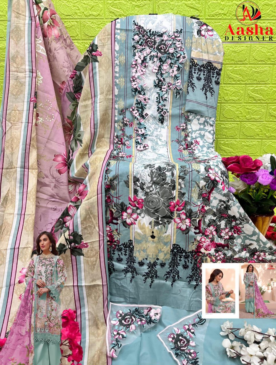 1004C Aasha Designer Embroidery Pakistani Patch Suits