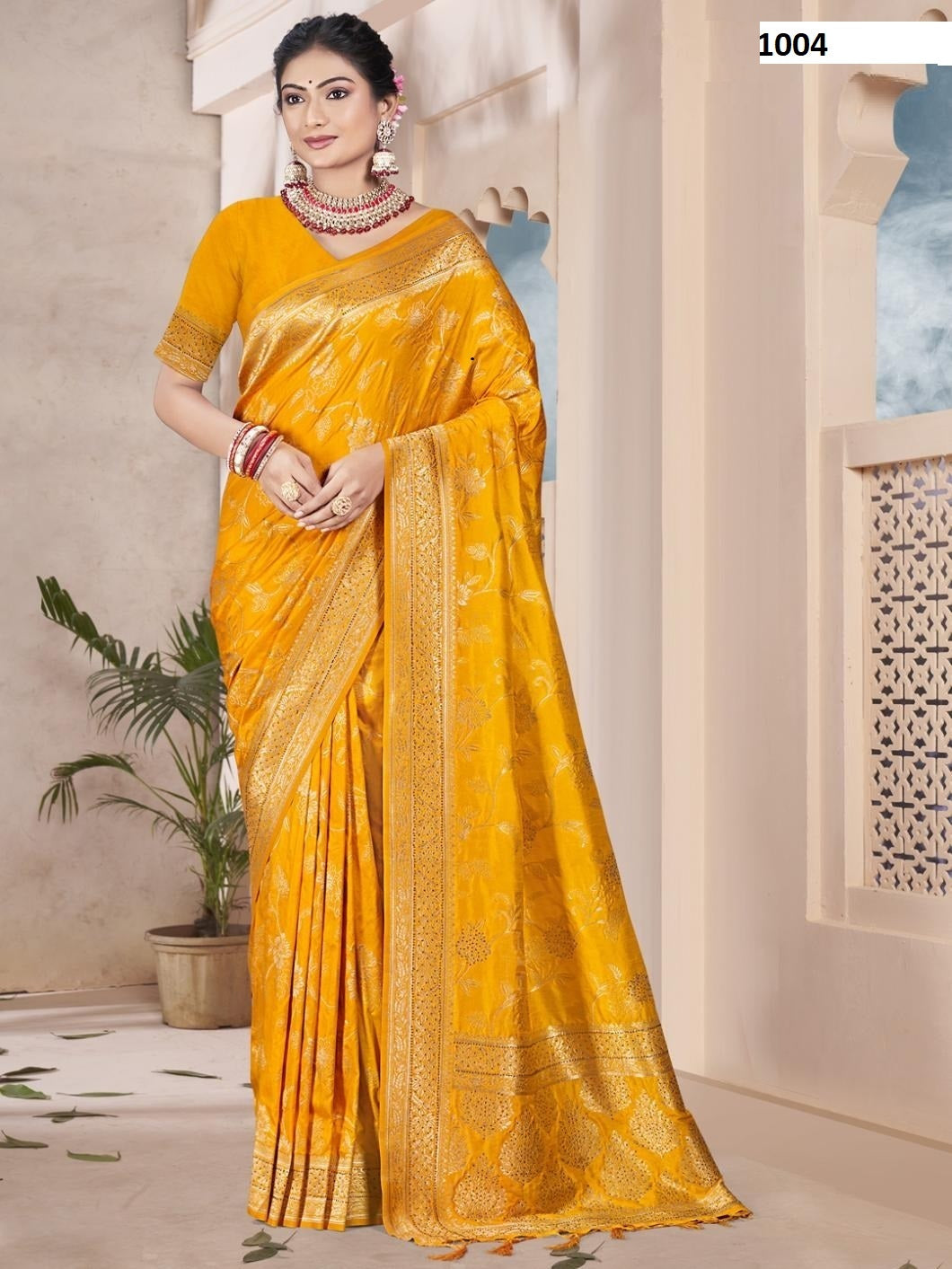 1004 Kamdhenu Silk Bunawat Cotton Silk Sarees