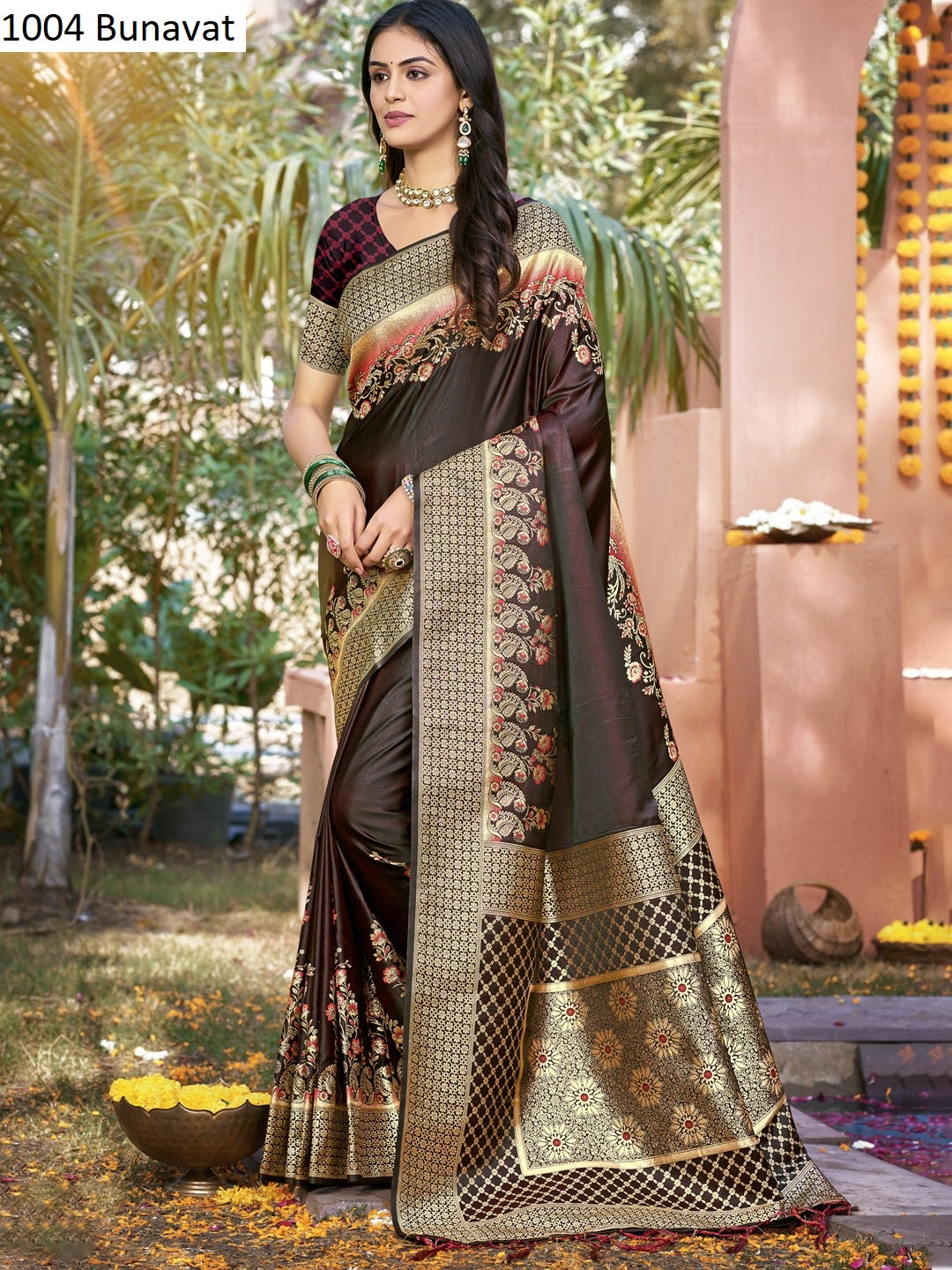 1004 Kangana Satan Bunawat Satin Silk Sarees