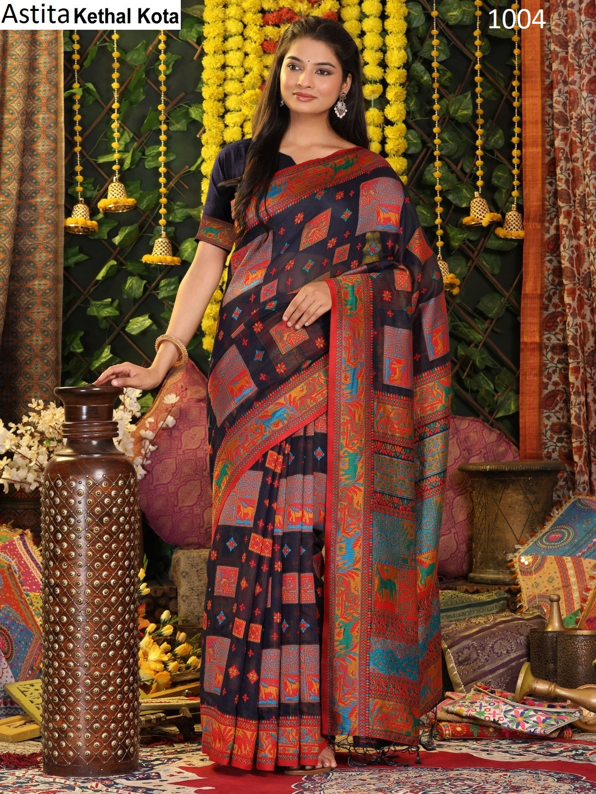 1004 Kethal Kota Astita Linen Cotton Sarees