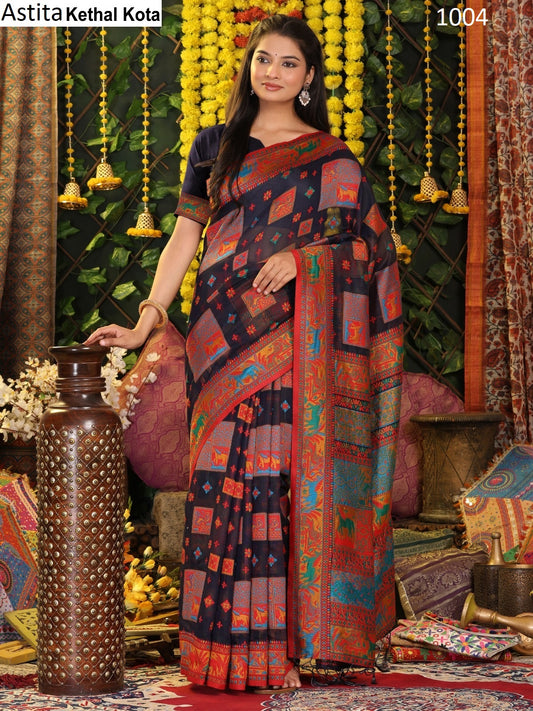 1004 Kethal Kota Astita Linen Cotton Sarees