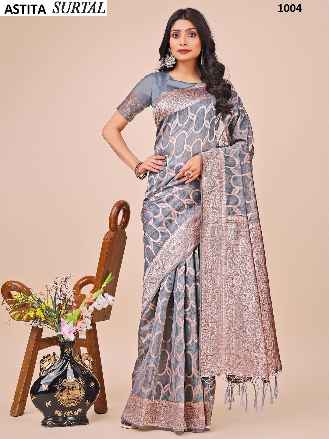 1004 Surtal Astita Linen Cotton Sarees