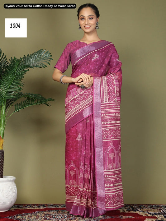 1004 Tayaari Vol-2 Astita Cotton Ready To Wear Saree