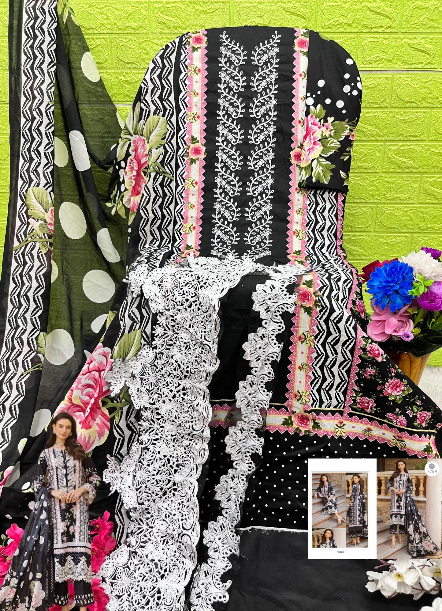 1005B Ezra Embroidery Pakistani Patch Suits