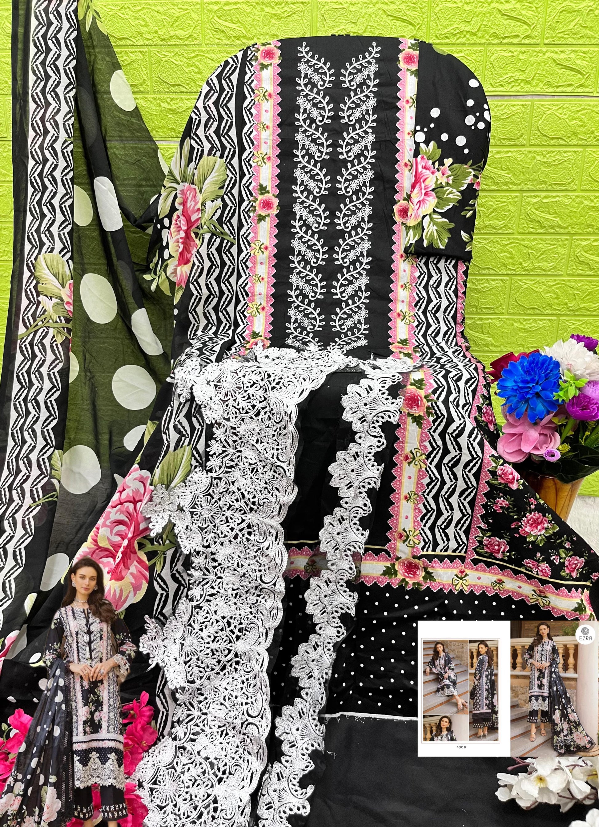 1005B Ezra Embroidery Pakistani Patch Suits